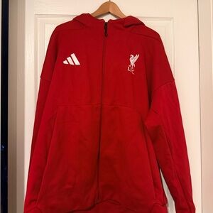 adidas Red Hooded Zip-Up Jacket